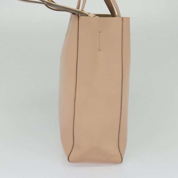 CELINE Vertical Cavas Hand Bag Leather 2way Pink Gold Auth sw418 - Picture 5 of 16